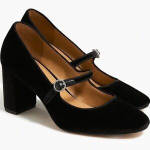J.Crew Black Velvet Mary Jane Pumps 9 (PSB-1)